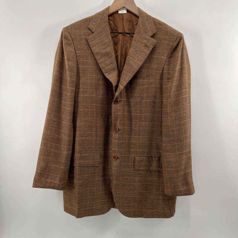 Kiton Sport Coat Mens 40R* Brown Glen Plaid Cashmere Luxury Silk Linen Italy